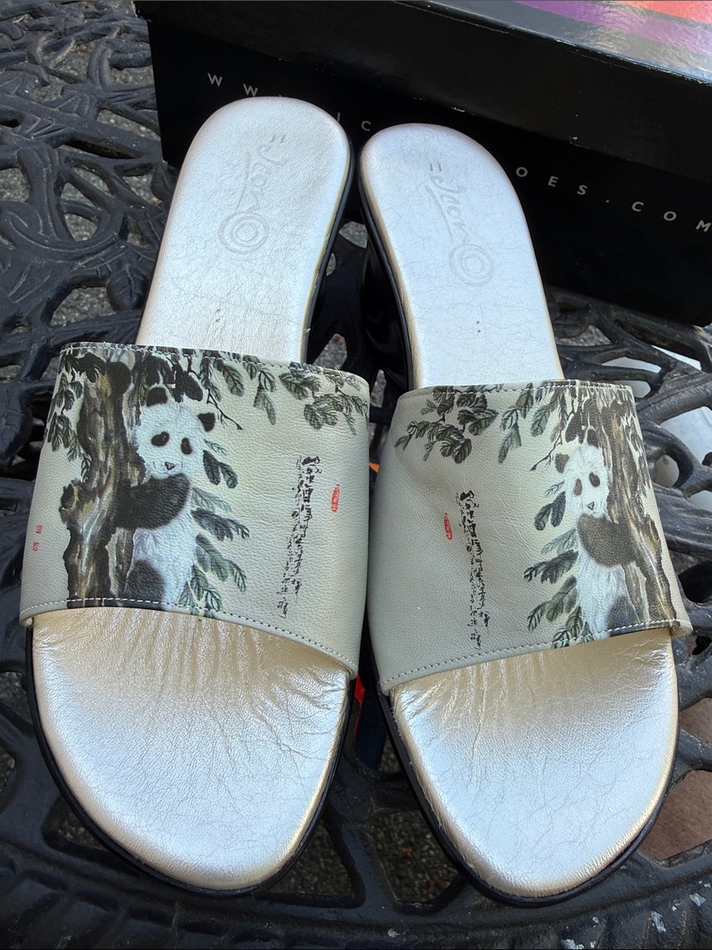 ICON Silver Slides with Panda Print